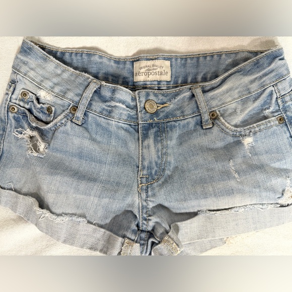 Aeropostale Blue Jean Shorts Distressed size 0 - Picture 7 of 10